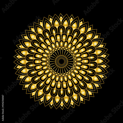 Golden Ethnic Mandala Design for Elegant Backgrounds