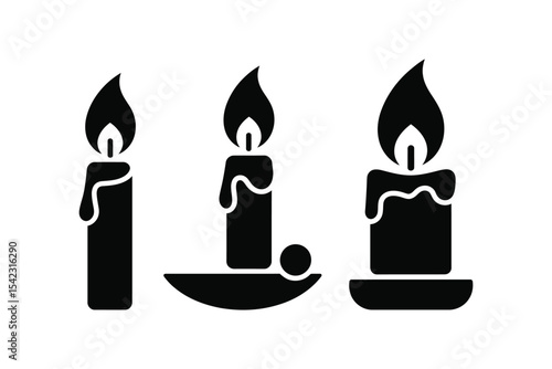 Simple candle vector icon set

