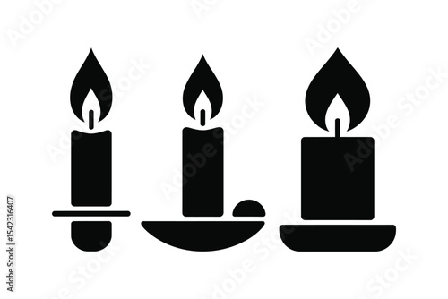 Simple candle vector icon set

