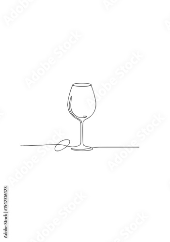 Elegant One Line Drawing of a Wine Glass on White Background for Modern Minimalist Bar, Winery or Restaurant Branding and Graphic Use