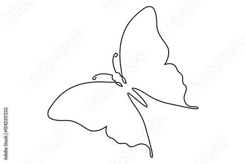 Butterfly icon continuous one line drawing and minimalist style
