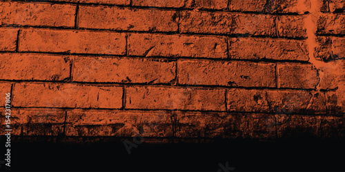 Durable and resilient urban brick wall with a rugged reddish tint, symbolizing fortitude and artistic expression with a dark fade.
