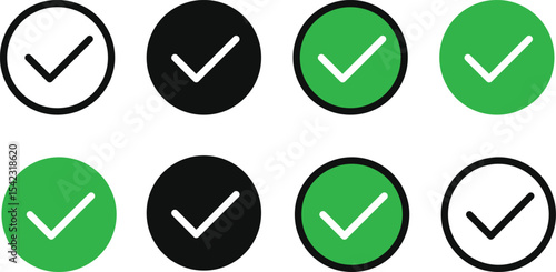 
Check box icon with correct, accept checkmark icons tick box checked. Green Check mark icon vector set. Green tick check mark icon vector. Set of Green check mark isolated vector icons.