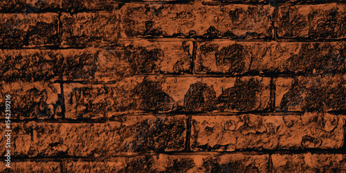 Background texture of an old, deteriorating wall, given a striking reddish-brown treatment for a modern, artistic feel with a dark edge.
