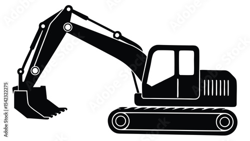 Excavator silhouette isolated on white background
