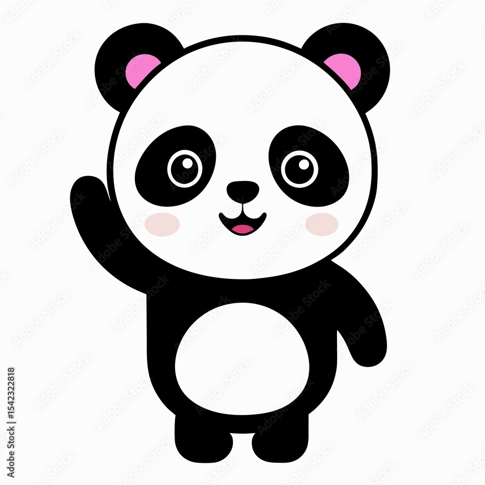 Naklejka premium Cute panda waving hello isolated on white background