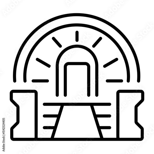 A line style icon showing particle accelerator