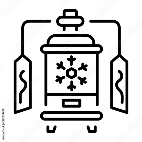 An outline style icon depicting cryogenic
