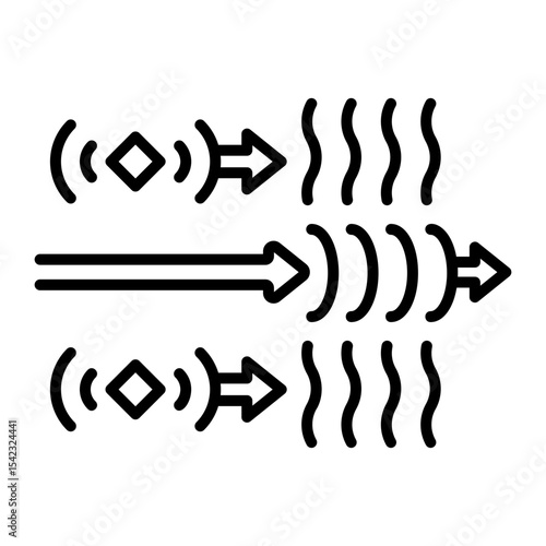 An outline style icon depicting doppler effect