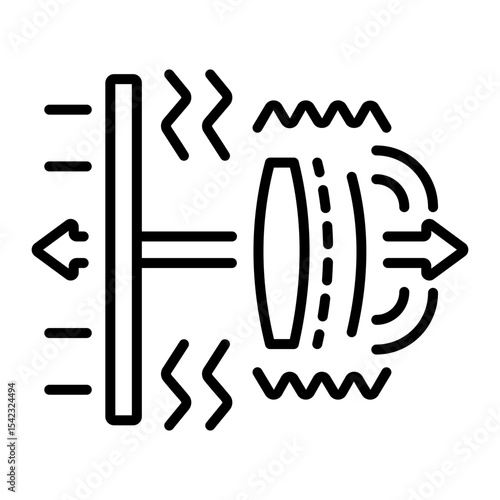 An outline style icon depicting doppler shift