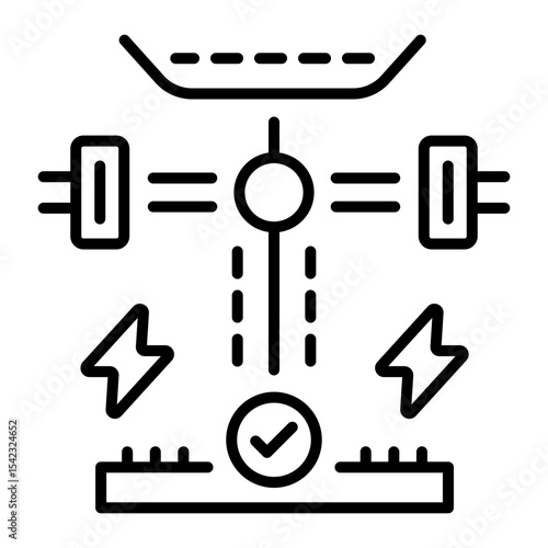 A line style icon showing tension force  