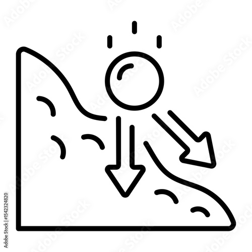 A line style icon showing gravity force  