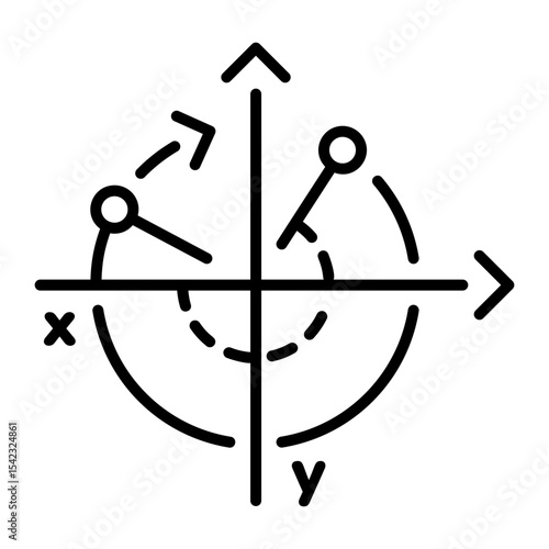 An outline style icon depicting rotational motion  