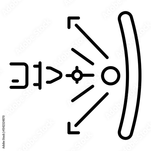 A linear style icon representing concave mirror  