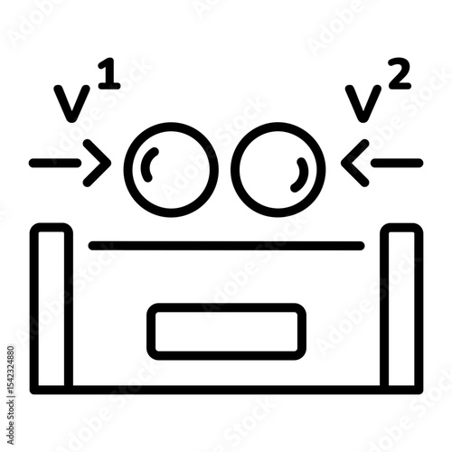An outline style icon depicting elastic collision