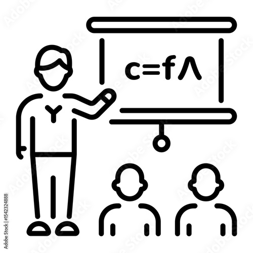 A linear style icon representing light equation  