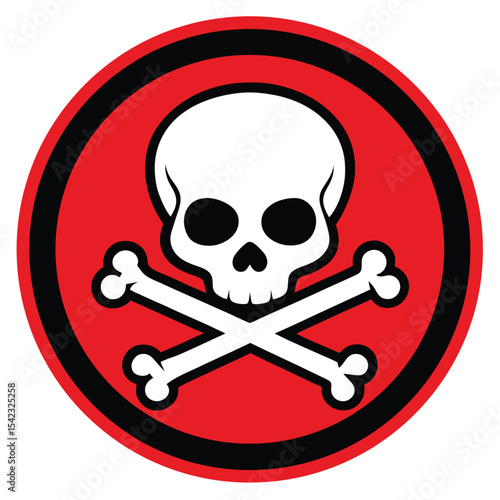 Warning sign with skull and crossbones symbol on red background indicating danger or poison
