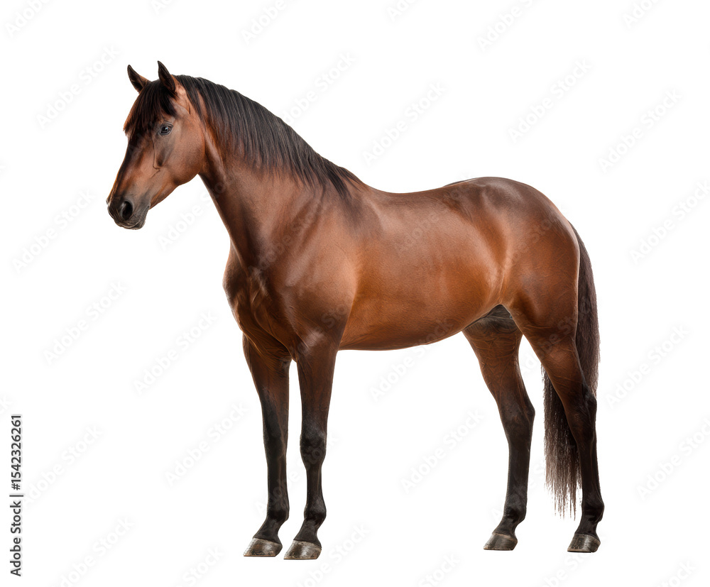 Naklejka premium Majestic brown horse standing tall against a neutral backdrop