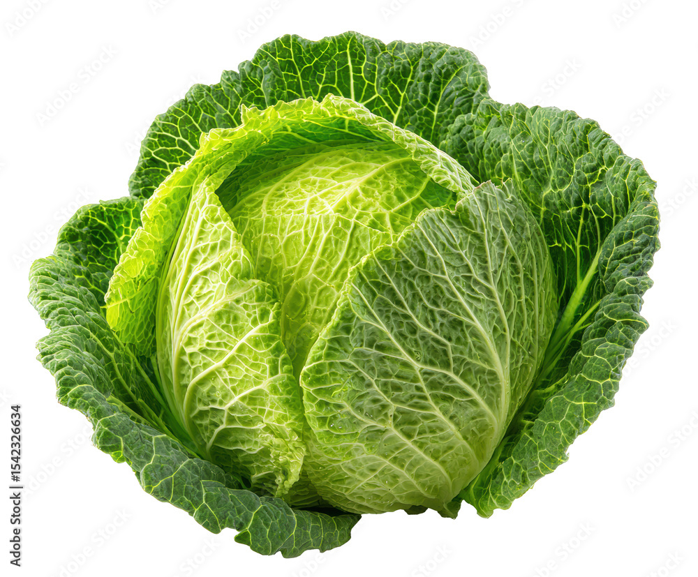 Obraz premium Fresh green cabbage for healthy cooking and meal preparation