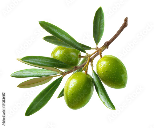 Wallpaper Mural A close-up view of a fresh olive branch featuring vibrant green olives Torontodigital.ca