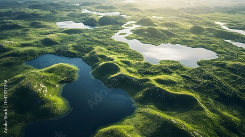 Wallpaper Mural Wide aerial shot of the scenic lakes and green hills of the Silkeborg Lakes region, Denmark Torontodigital.ca