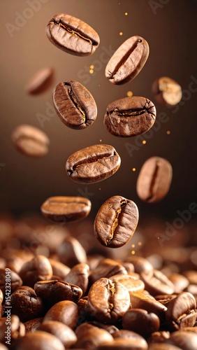 Roasted Coffee Beans Falling.
