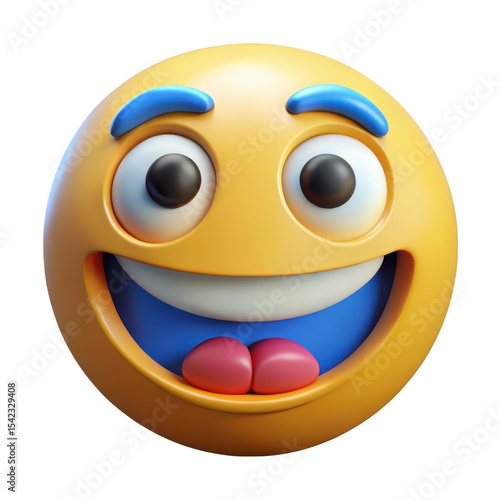 3d realistic happy emoji face isolated on transparent background