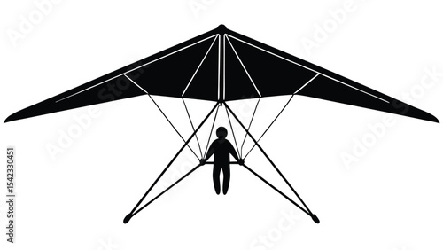 Hang glider silhouette isolated on white background