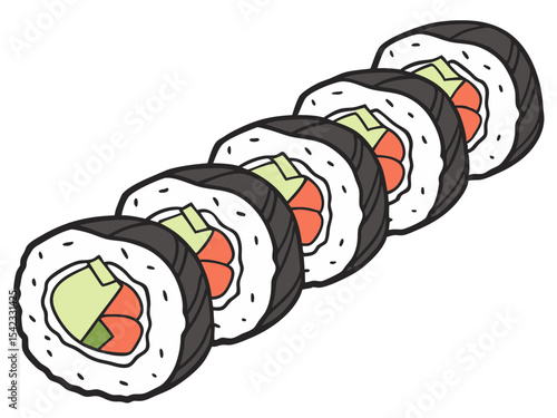Sushi Roll Isolated on White Background