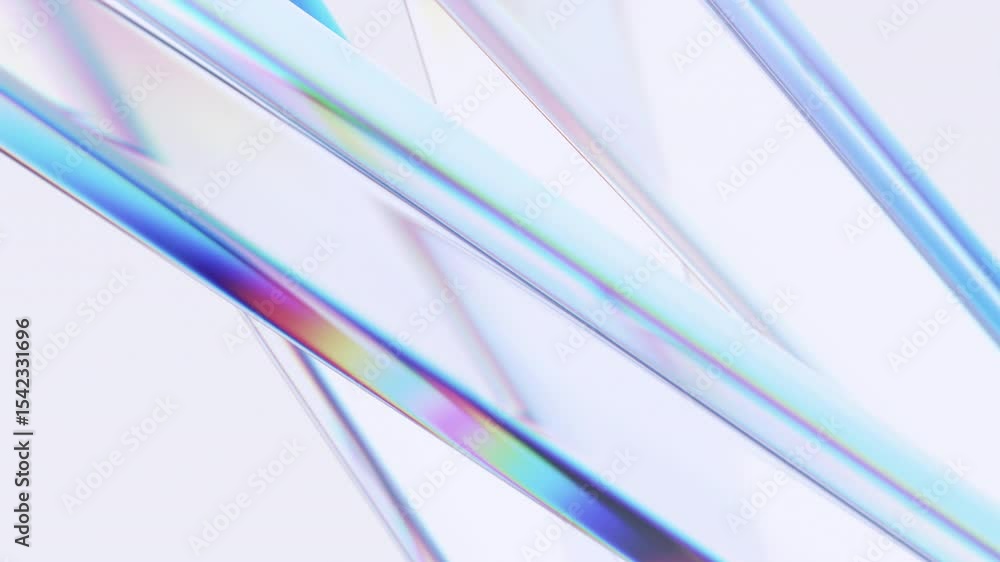 Abstract animation, 3d render of rotating glass shapes on light background, 4k seamless looped video