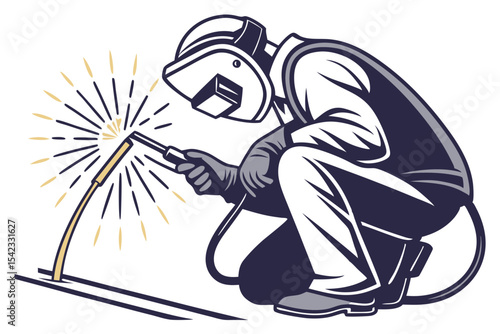 Welder at Work Seamless Design Illustration