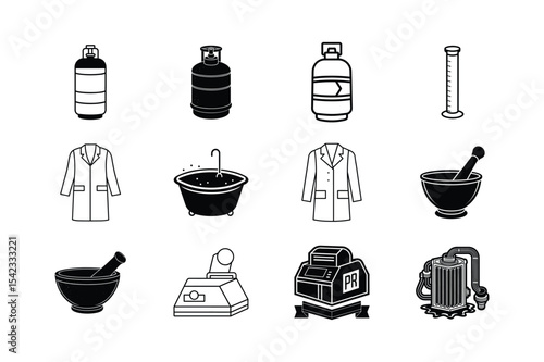 Detailed Illustration of Laboratory Equipment Set