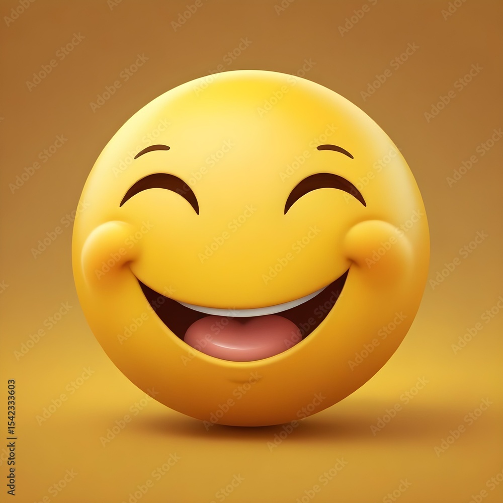 Fototapeta premium A smiling yellow emoji character with a big smile