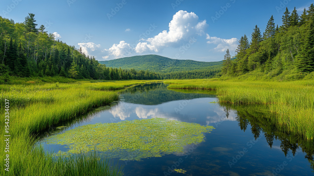 Serene Reflection of Pristine Water Surrounded by Verdant Nature
Serene Reflection of Pristine Water Surrounded by Verdant Nature
