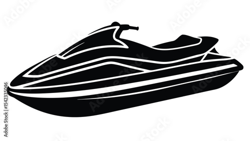 A black jetski is isolated on white background