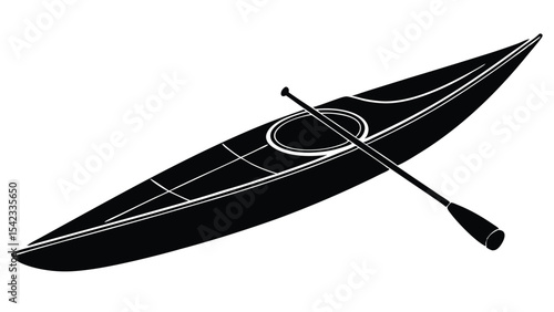 Kayak with paddle isolated on white background