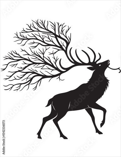 Wallpaper Mural Elegant Deer Silhouette Clipart Bundle – Forest Animal Vector Illustrations, Black and White Woodland Stag Art Torontodigital.ca