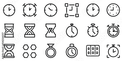 Collection of hand drawn time related icons suitable for design and various digital projects