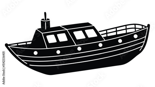 Small motorboat isolated on white background