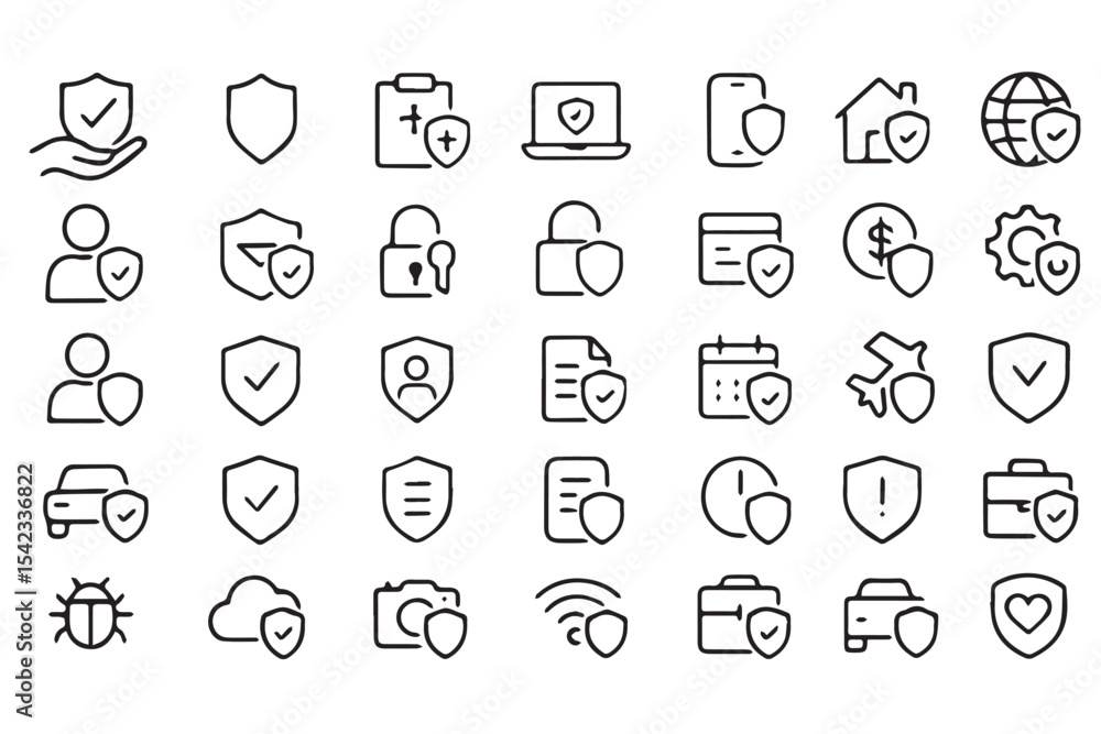 various shield symbols representing security, privacy, protection, and different security tools for digital and physical safety various shield symbols representing security, privacy, protection, and different security tools for digital and physical safety