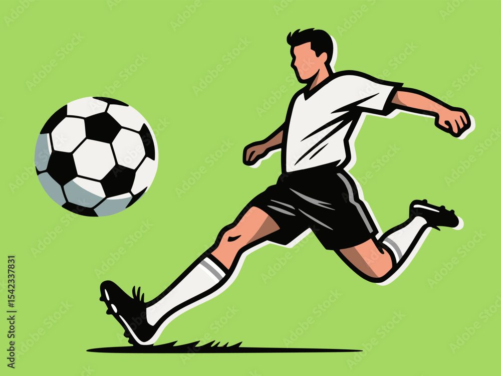 Fototapeta premium Minimalistic and powerful sports composition of football player