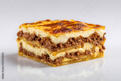 Puerto Rican Pastelón Sweet Plantain Lasagna on White Background