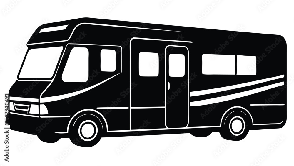 Black rv silhouette isolated on white background Black rv silhouette isolated on white background