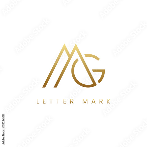 Luxury MG Monogram Logo Design – Golden Gradient Lettermark, Modern Elegant Initials Symbol, Premium Branding Icon.