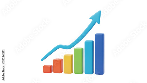 A 3D rendering of a bar graph with an arrow pointing upwards, indicating growth or success. Free Download A 3D rendering of a bar graph with an arrow pointing upwards, indicating growth or success. - GFXLoad