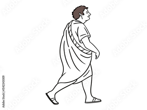 Historical Man Wearing Toga on White Background