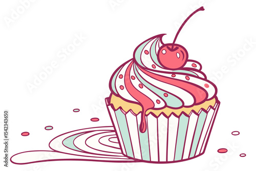 Decorative Cupcake on Clean White Background
