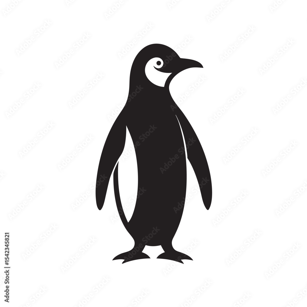 Naklejka premium Penguin Silhouette Standing Vector Art Illustration