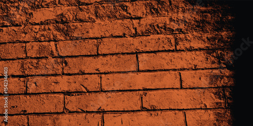Distressed urban brickwork in a captivating rust-brown hue, emphasizing its raw texture and prominent shadowed details.
