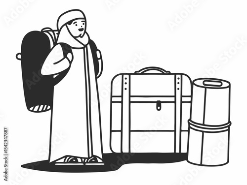 A Traveler's Journey  Preparing for an Adventure with Luggage and Backpack